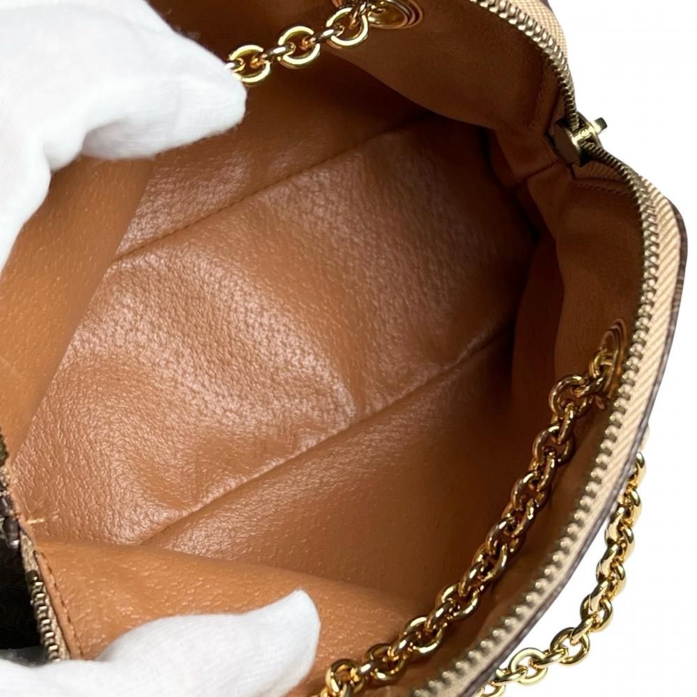 Celine Shoulder Bag Macadam Chain Mini Crossbody Leather Brown Gold — view 7