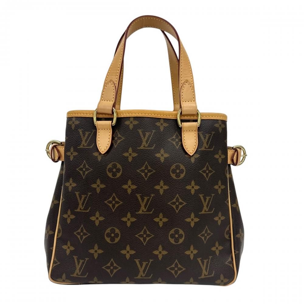 Louis Vuitton Handbag Batignolles Monogram Canvas Vachetta Leather Brown Gold