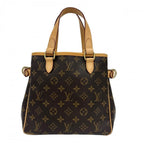 Louis Vuitton Handbag Batignolles Monogram Canvas Vachetta Leather Brown Gold