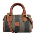 Fendi 2-Way Pecan Mini Boston Shoulder Bag Crossbody 021 Leather Brown Khaki