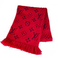 Louis Vuitton Scarf Logomania LV Logo Wool Silk Ruby