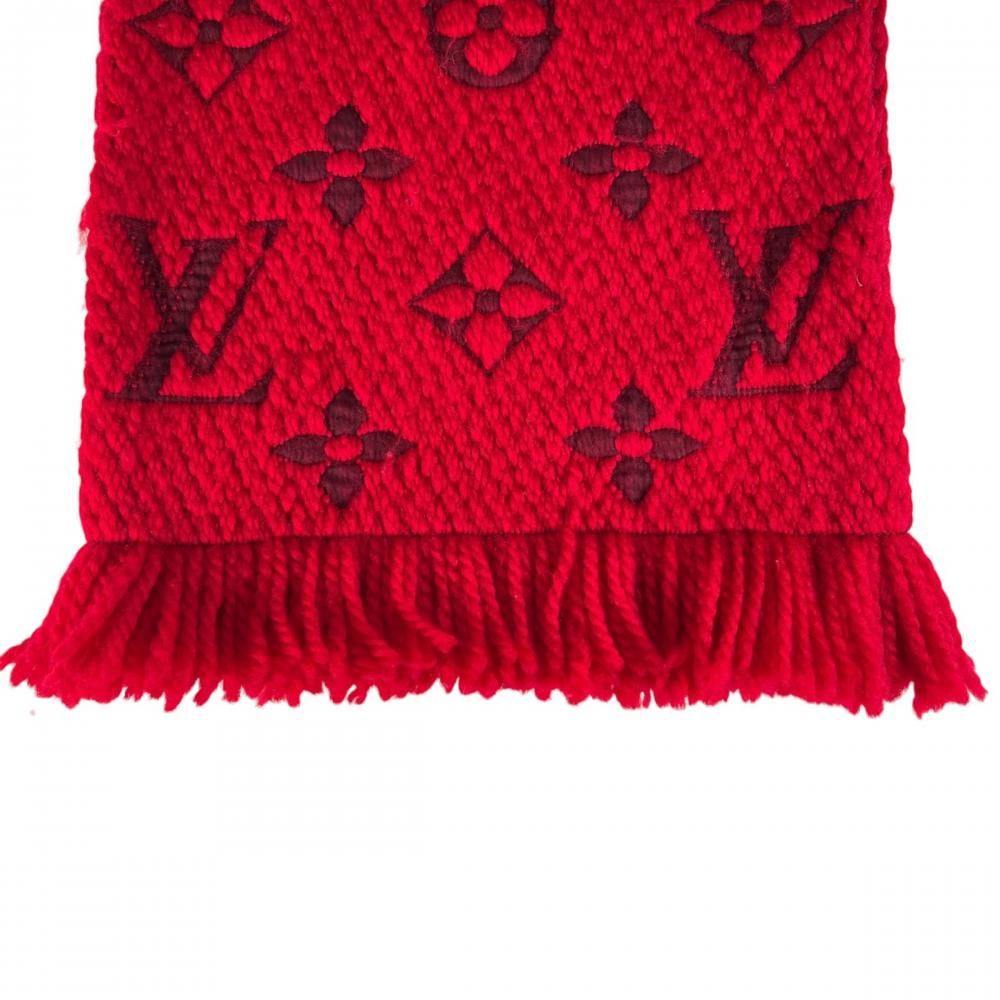 Louis Vuitton Scarf Logomania LV Logo Wool Silk Ruby — view 7