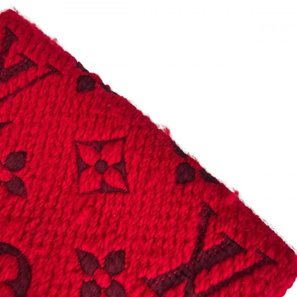 Louis Vuitton Scarf Logomania LV Logo Wool Silk Ruby — view 5