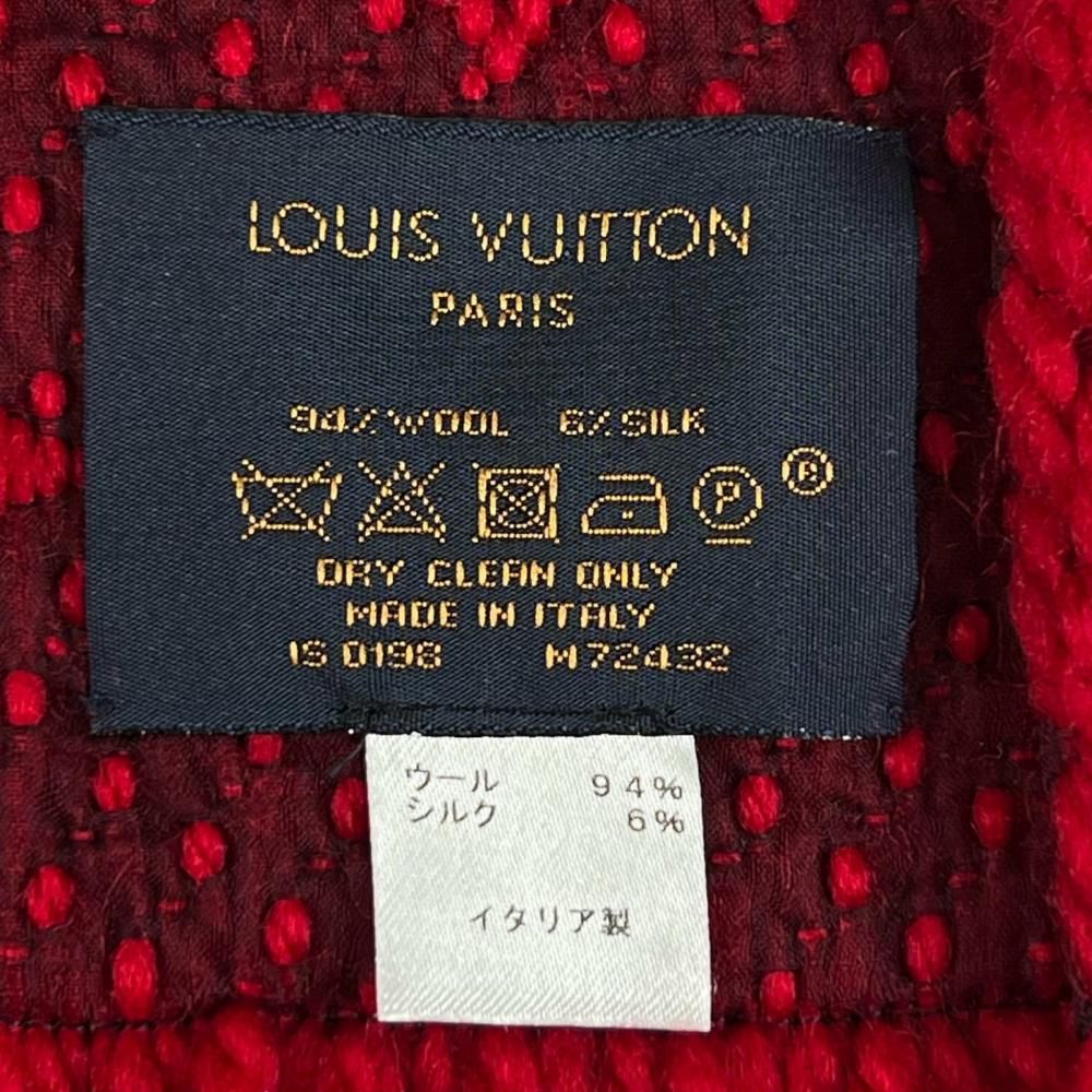 Louis Vuitton Scarf Logomania LV Logo Wool Silk Ruby — view 2