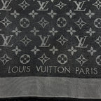 Louis Vuitton Shawl Monogram Shine Large Silk Wool Rayon Black Scarf — view 6