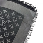 Louis Vuitton Shawl Monogram Shine Large Silk Wool Rayon Black Scarf — view 5
