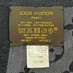 Louis Vuitton Shawl Monogram Shine Large Silk Wool Rayon Black Scarf — view 3