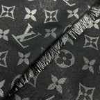 Louis Vuitton Shawl Monogram Shine Large Silk Wool Rayon Black Scarf — view 7