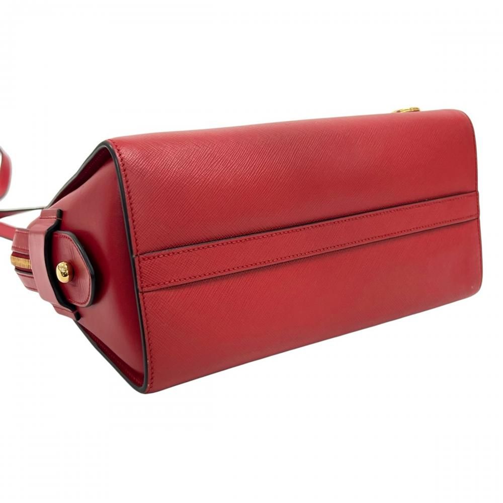 Prada Handbag Saffiano Lux 2-Way Crossbody Leather Red Gold — view 3