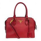 Prada Handbag Saffiano Lux 2-Way Crossbody Leather Red Gold
