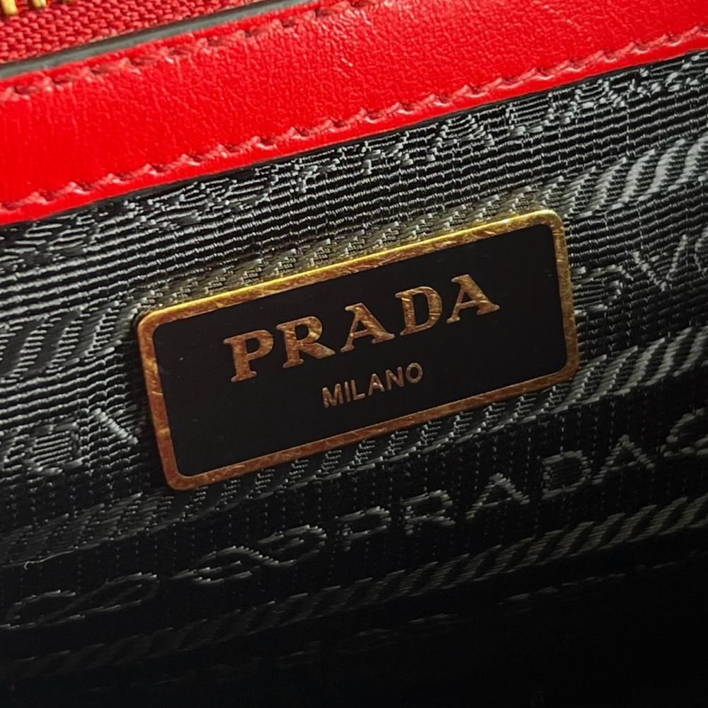 Prada Handbag Saffiano Lux 2-Way Crossbody Leather Red Gold — view 7