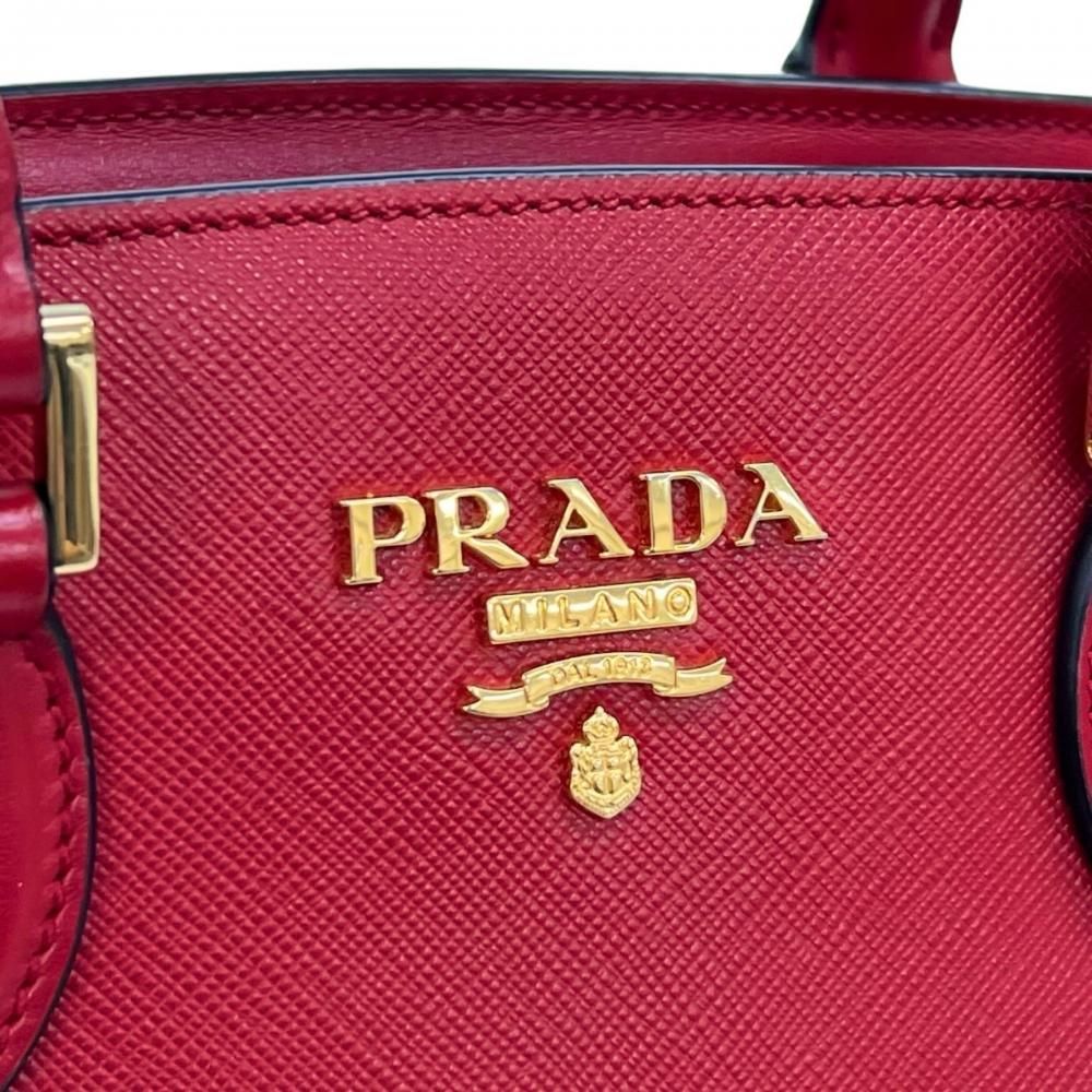 Prada Handbag Saffiano Lux 2-Way Crossbody Leather Red Gold — view 6
