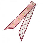 Prada Scarf Seasonal Print Twill Silk Pink