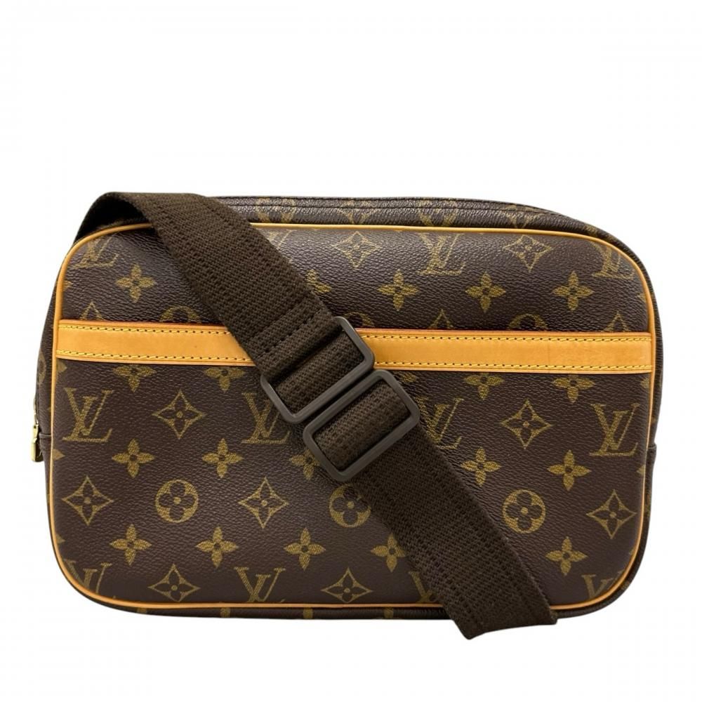 Louis Vuitton Shoulder Bag Reporter PM Crossbody Monogram Canvas Brown Gold