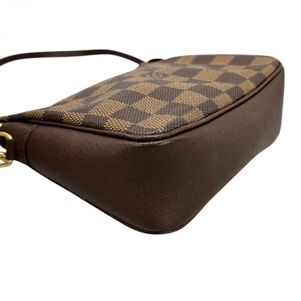 Louis Vuitton Handbag Damier Ebene Trousse Makeup Pouch Canvas Brown Gold — view 8