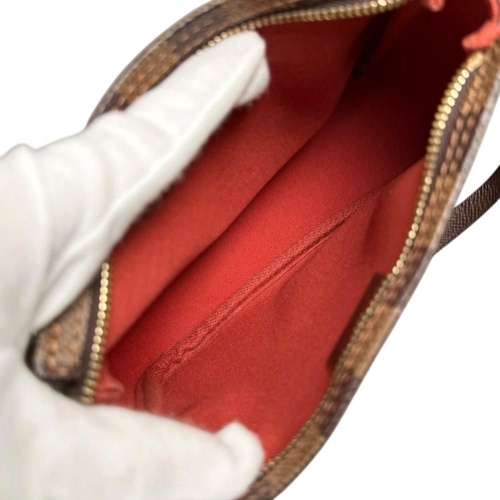 Louis Vuitton Handbag Damier Ebene Trousse Makeup Pouch Canvas Brown Gold — view 4