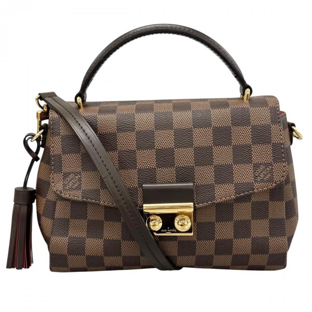 Louis Vuitton Shoulder Bag Croisette 2-Way Crossbody Damier Canvas Brown Gold
