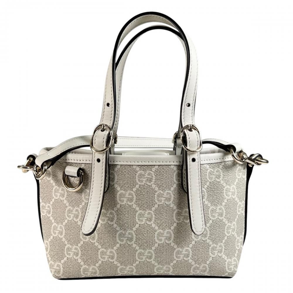 Gucci 2-Way GG Emblem Shoulder Bag Supreme Canvas White — view 2