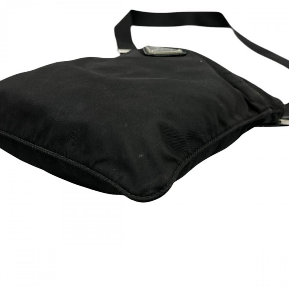 Prada Shoulder Bag Tessuto Triangle Logo Crossbody Nylon Black Silver — view 5