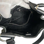 Prada Handbag Triangle Logo Shoulder Leather Black Silver — view 4