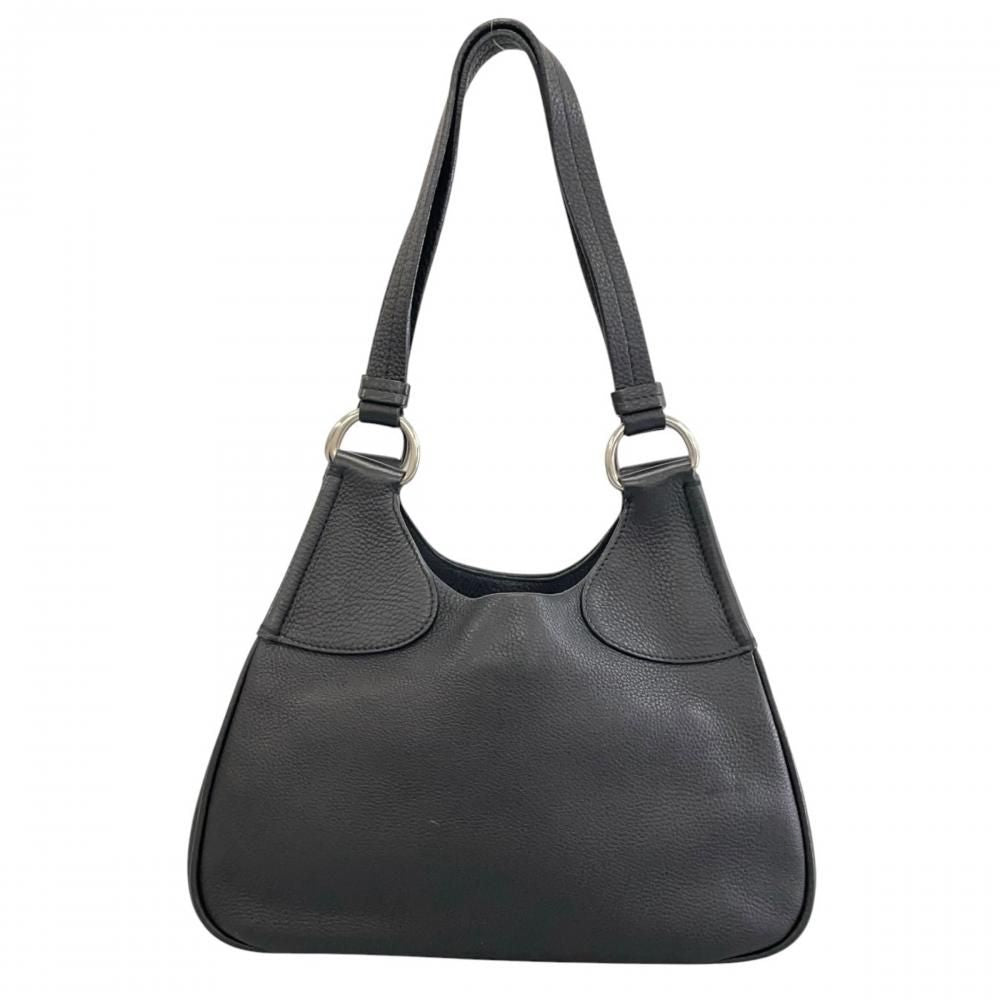 Prada Handbag Triangle Logo Shoulder Leather Black Silver — view 2