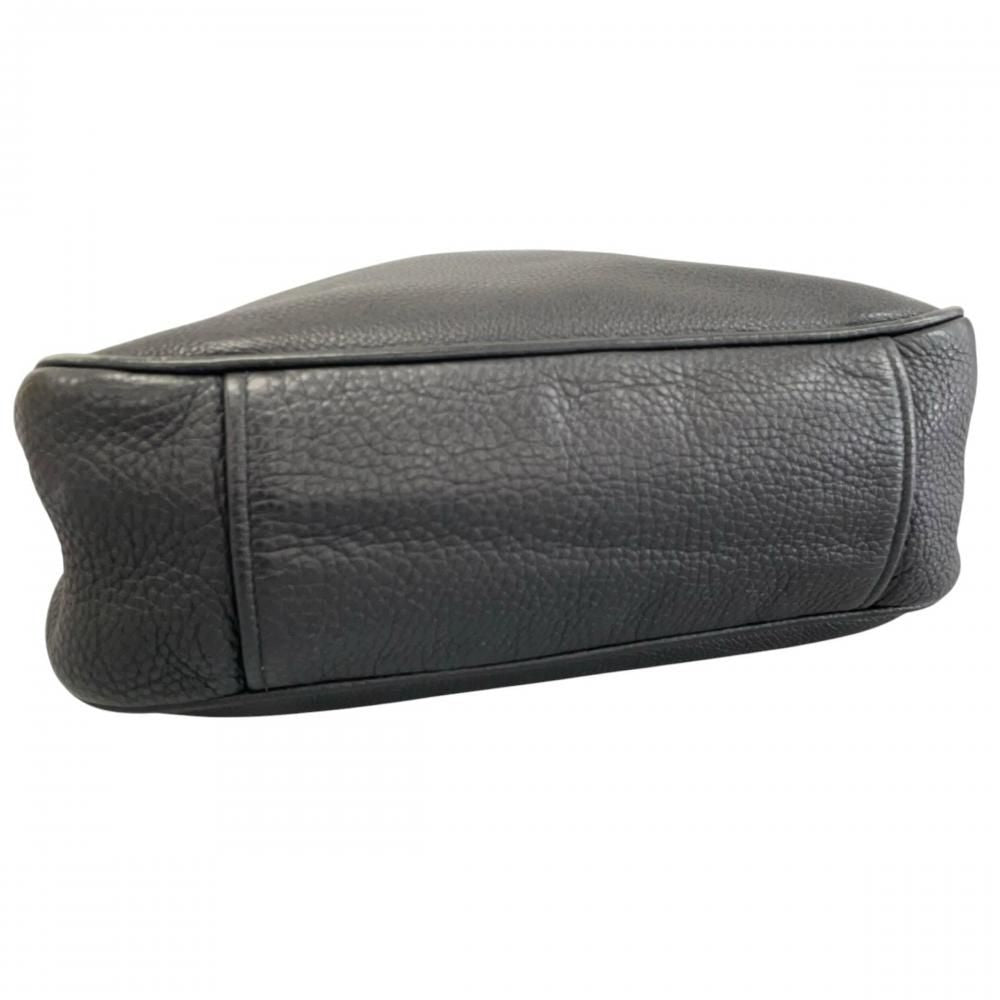 Prada Handbag Triangle Logo Shoulder Leather Black Silver — view 7