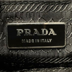 Prada Handbag Triangle Logo Shoulder Leather Black Silver — view 6