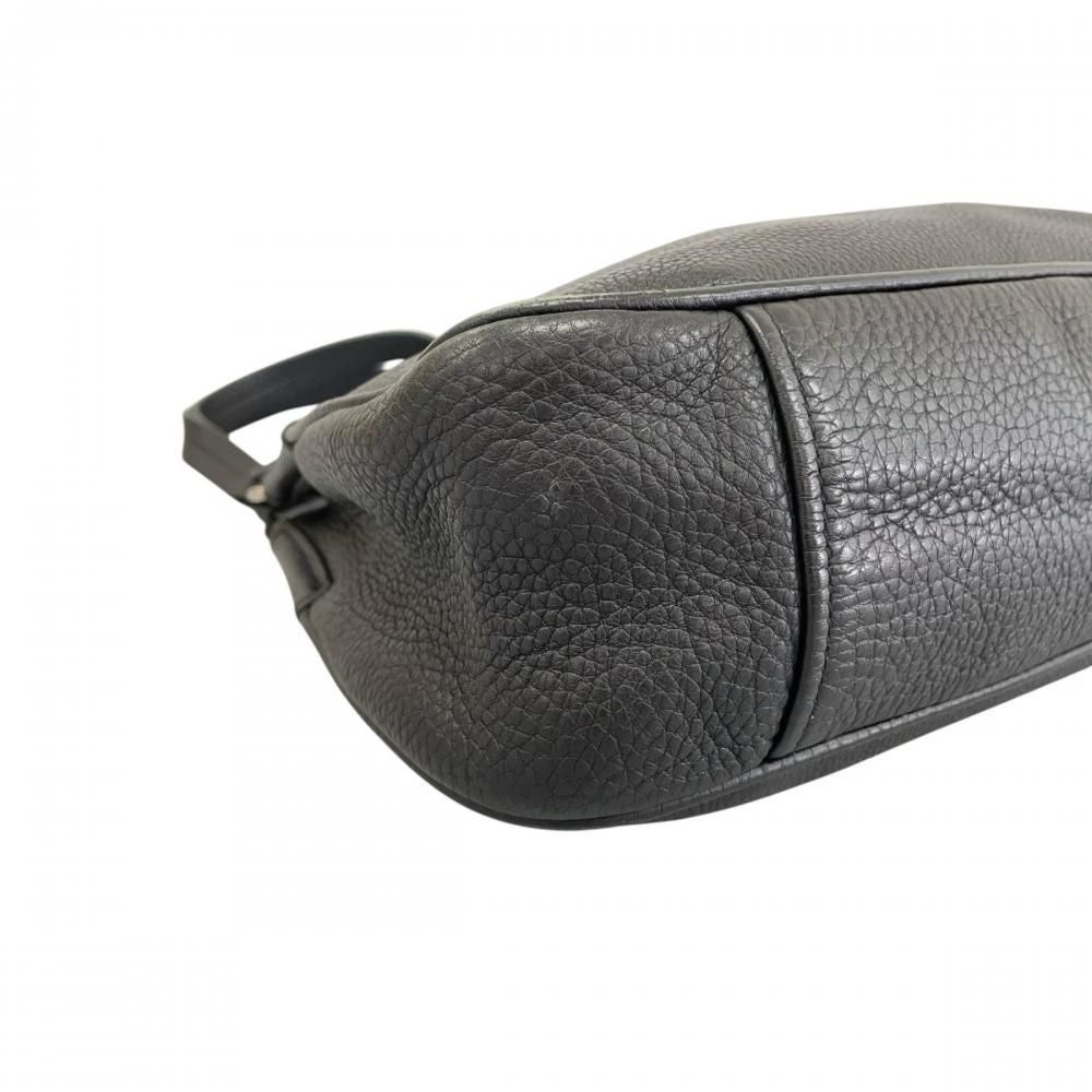 Prada Handbag Triangle Logo Shoulder Leather Black Silver — view 8