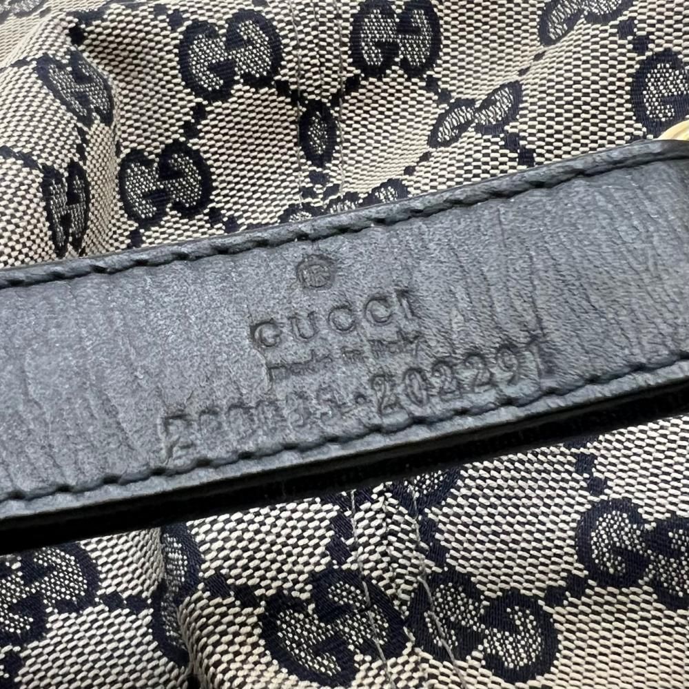 Gucci Cap Web Stripe Monogram Baseball Cap XL GG Canvas Navy Beige Hat — view 5