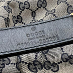 Gucci Cap Web Stripe Monogram Baseball Cap XL GG Canvas Navy Beige Hat — view 5