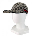 Gucci Cap Web Stripe Monogram Baseball Cap XL GG Canvas Navy Beige Hat — view 2