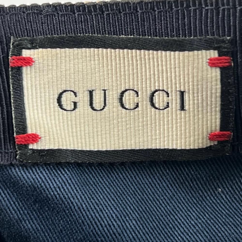 Gucci Cap Web Stripe Monogram Baseball Cap XL GG Canvas Navy Beige Hat — view 4