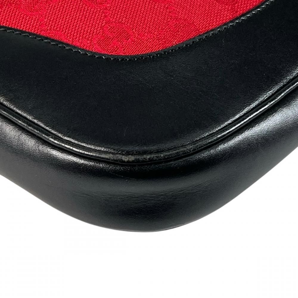 Gucci Jackie Shoulder Bag GG Canvas Leather Red Black Silver — view 8