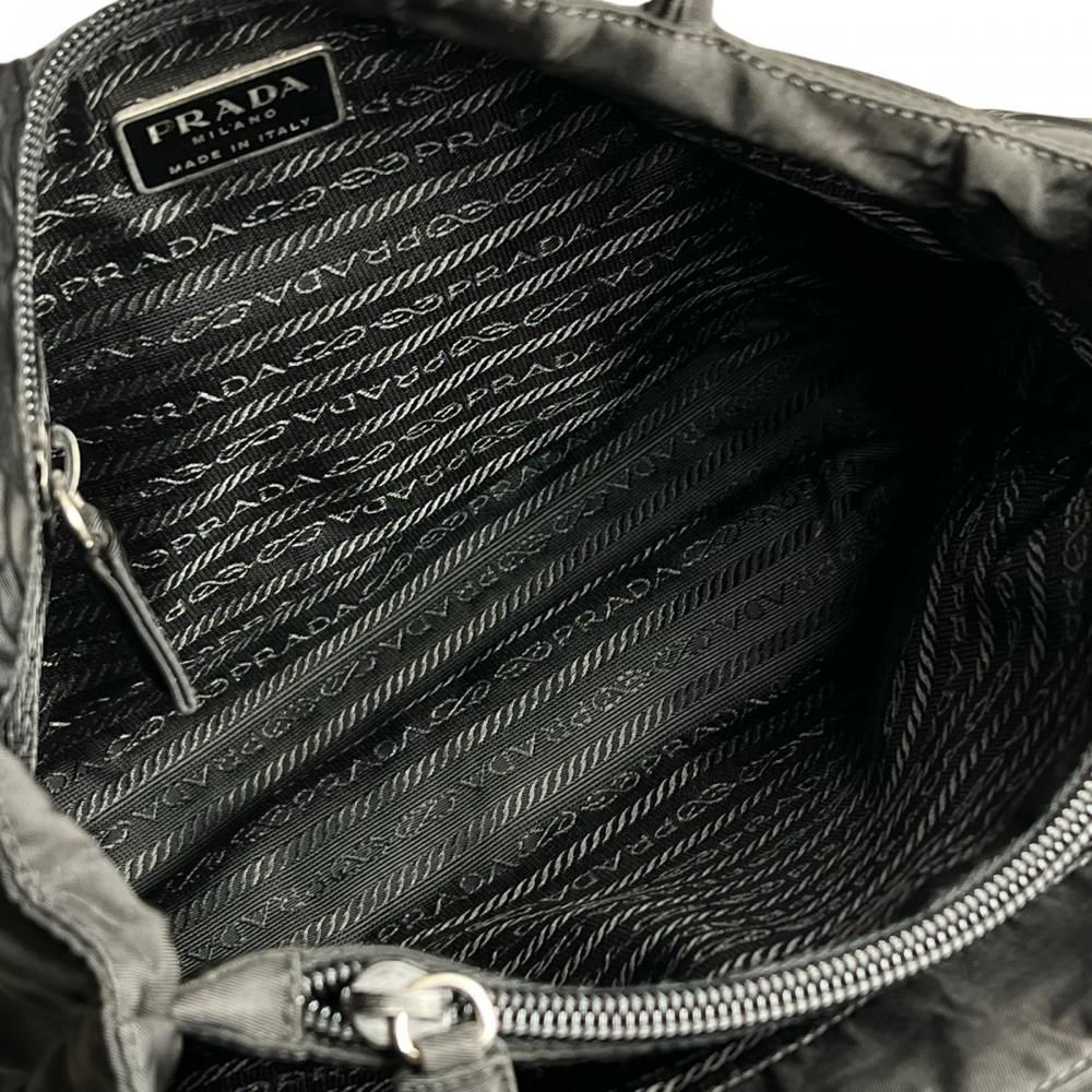 Prada Tote Shoulder Nylon Black Silver — view 4