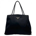 Prada Tote Shoulder Nylon Black Silver