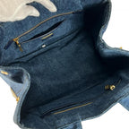 Prada Handbag Canapa Logo Denim Blue Gold — view 4
