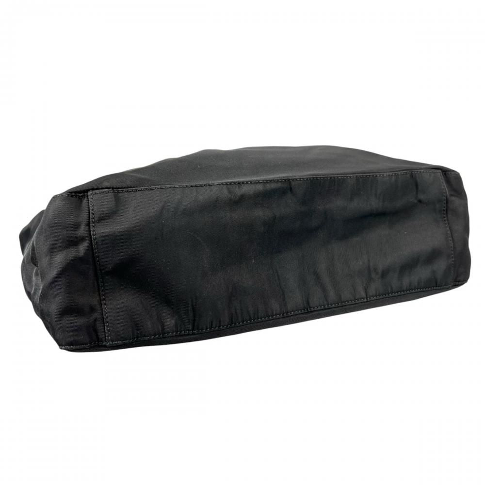 Prada Tote Triangle Logo Shoulder Nylon Black Silver — view 3