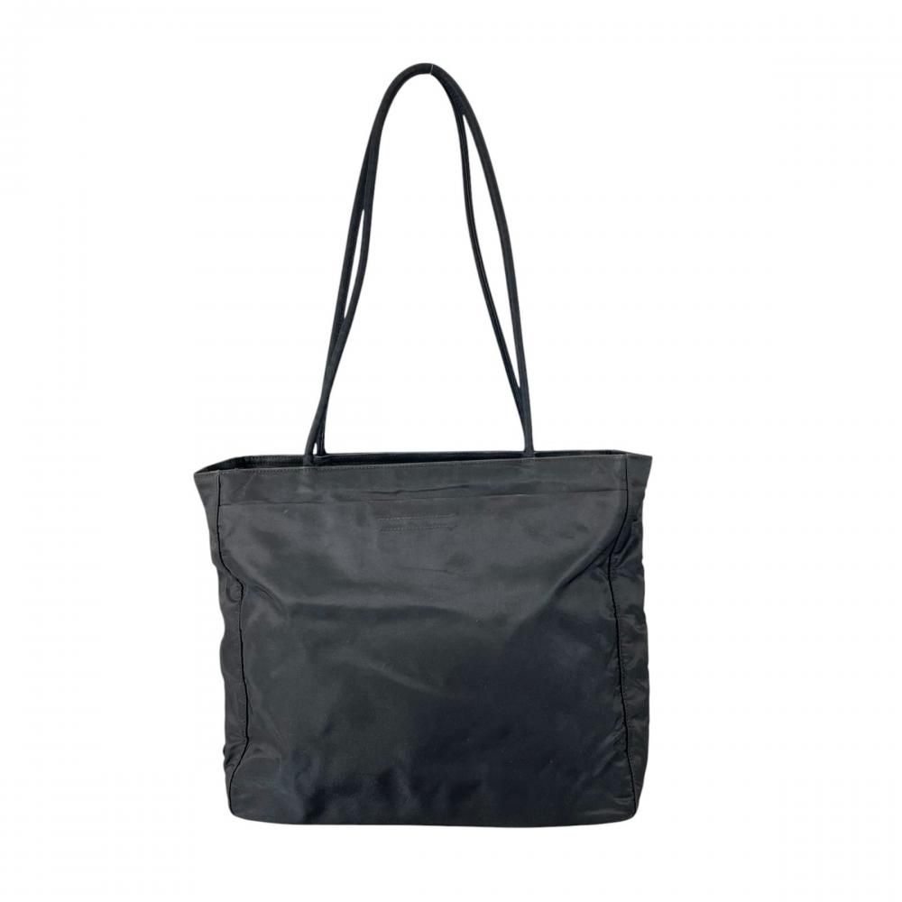 Prada Tote Triangle Logo Shoulder Nylon Black Silver