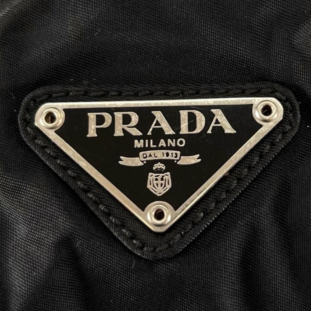 Prada Tote Triangle Logo Shoulder Nylon Black Silver — view 6