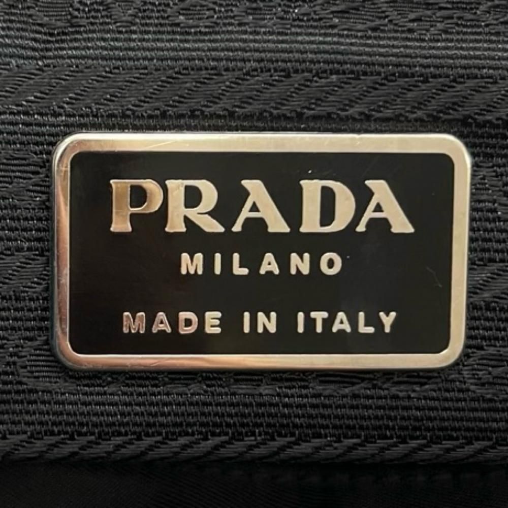 Prada Tote Triangle Logo Shoulder Nylon Black Silver — view 7