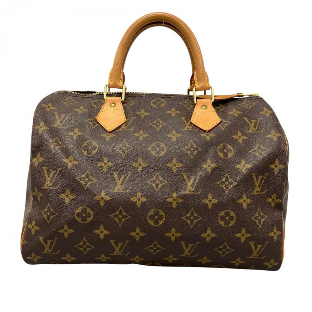 Louis Vuitton Handbag Monogram Speedy 30 LV Logo Brown Gold — view 2