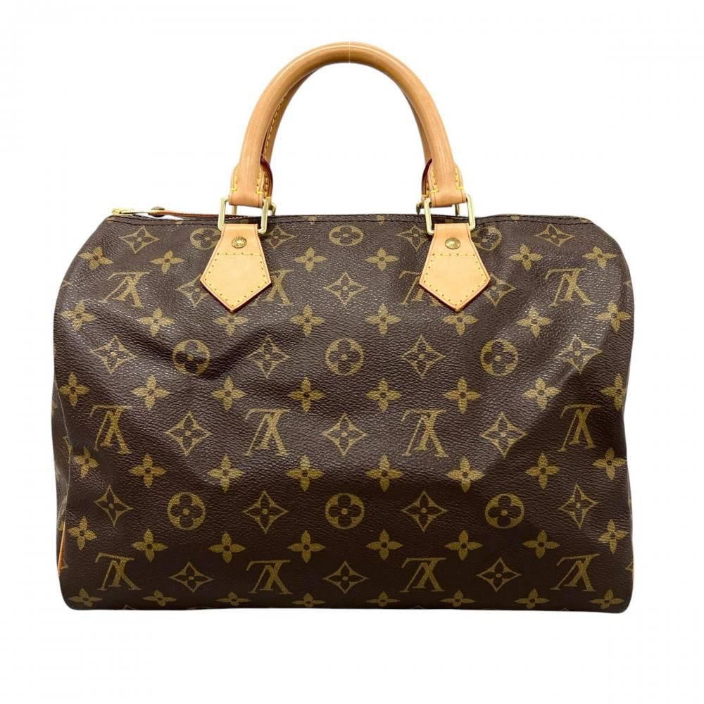 Louis Vuitton Handbag Monogram Speedy 30 LV Logo Brown Gold