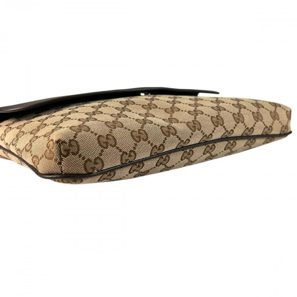 Gucci Shoulder Bag Crossbody GG Canvas Leather Brown Silver — view 3