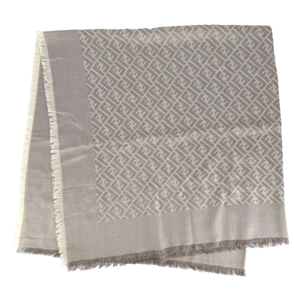 Fendi Scarf Zucca Shawl Large Wool Viscose Silk Beige — view 2