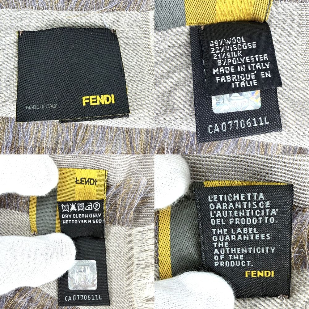 Fendi Scarf Zucca Shawl Large Wool Viscose Silk Beige — view 3