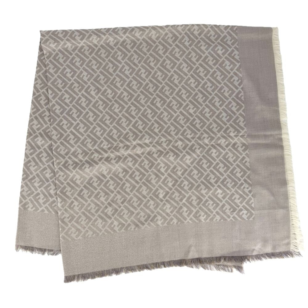 Fendi Scarf Zucca Shawl Large Wool Viscose Silk Beige