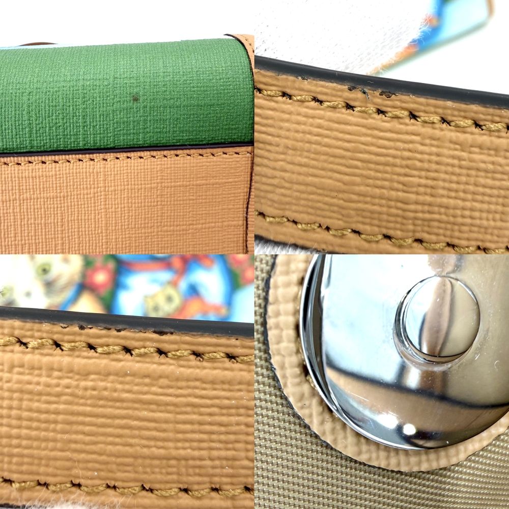 Gucci 2-Way Children's Kitten Shoulder Bag Crossbody Cat Leather Green Brown — view 6