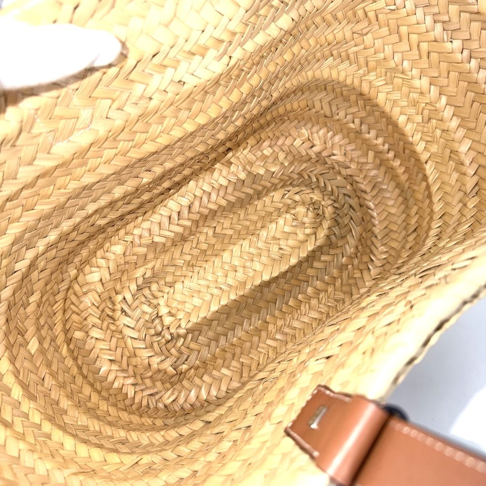 Loewe Tote Anagram Basket Medium Handbag Raffia Leather Beige Brown Silver — view 4