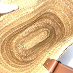 Loewe Tote Anagram Basket Medium Handbag Raffia Leather Beige Brown Silver — view 4