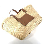 Loewe Tote Anagram Basket Medium Handbag Raffia Leather Beige Brown Silver — view 3